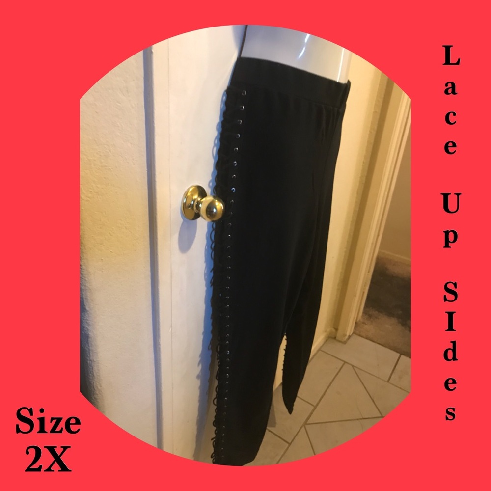 BNWT- Black Lace Up Side Pants